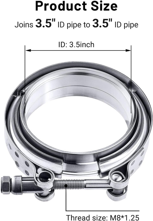 Granatelli 3.5" (89mm) Mild Steel Interlocking V-Band Clamp & Flange Kit – 308535-M