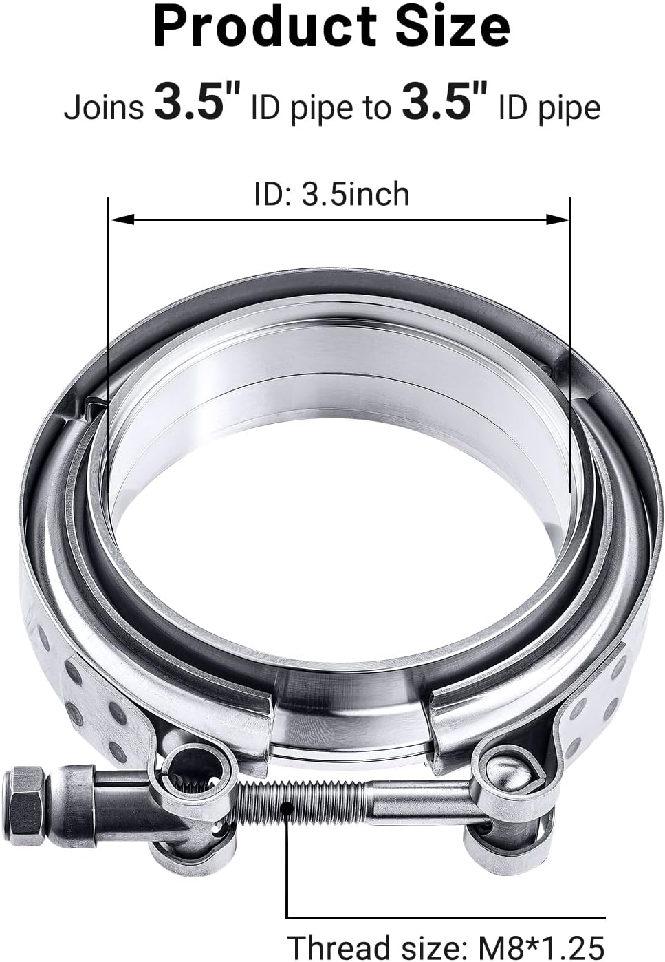 Granatelli 3.5" (89mm) Mild Steel Interlocking V-Band Clamp & Flange Kit – 308535-M