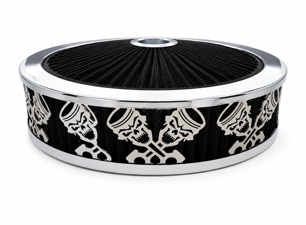Granatelli Blingz Beauty Bandz Black And Chrome Air Filter Assembly , Skullz and Rods 750030