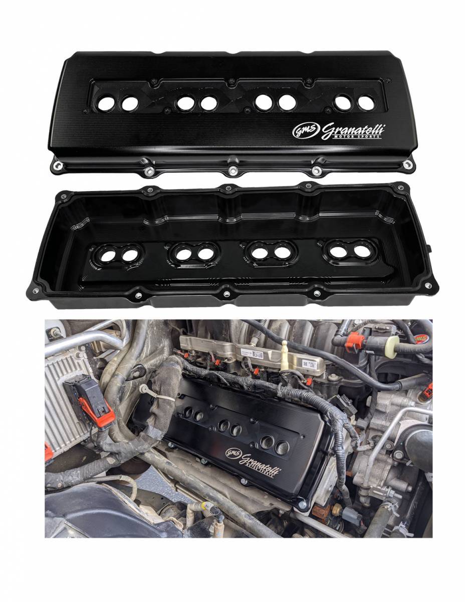 Granatelli Motor Sports Billet Dodge Hemi Valve Covers 5.7, 6.1, 6.2 & 6.4 Black Anodized