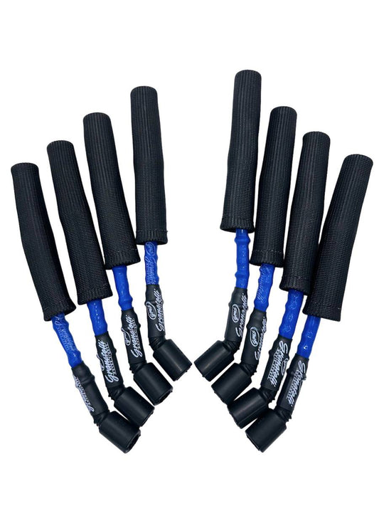 0-Ohm Blue High-Temp Spark Plug Wires Black Kevlar Boots