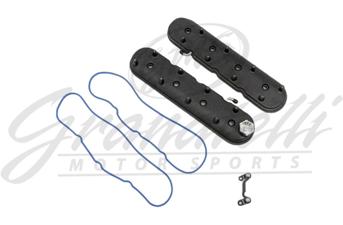 Granatelli Motor Sports LS Valve Cover with Integral Angled Coil Mounts Black Wrinkle Finish, 4.8, 5.3, 5.7, 6.0, 6.2, 7.0L, Pair