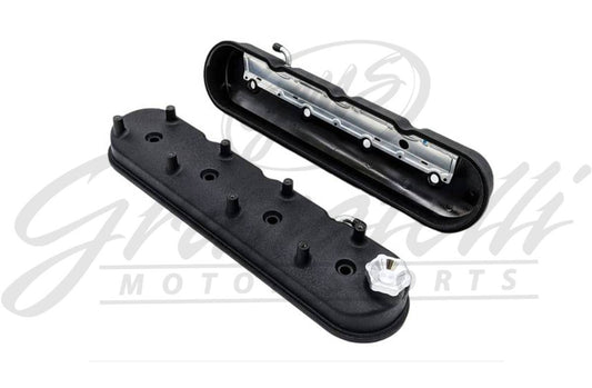 Granatelli Motor Sports LS Tall Valve Cover Black Wrinkle Finish, 4.8, 5.3, 5.7, 6.0, 6.2, 7.0L, Pair