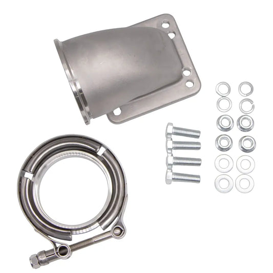 Granatelli Motor Sports Turbo Adapter, 90^ Cast Elbow. 3.0" V-Band to T3/T4 Housing, Threaded