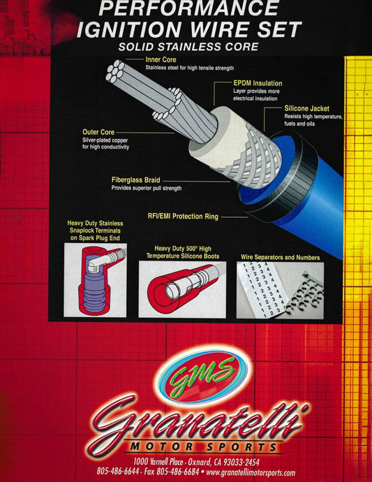 Granatelli Motor Sports "0 ohm" High Performance Spark Plug Wires 28-1545S-R