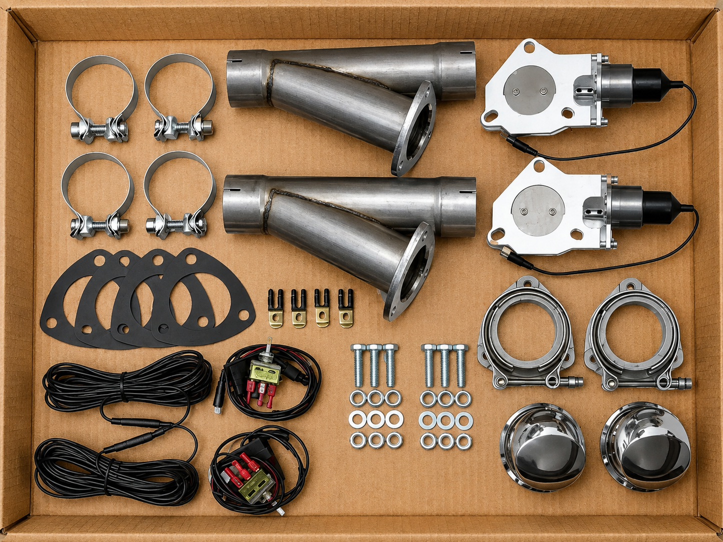 OPEN BOX 2.25" MILD STEEL EXHAUST CUTOUT- DUAL SLIP FIT