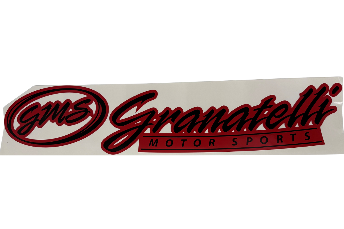 GMS WINDSHIELD BANNER- RED BACKGROUND / BLACK LETTERING - DEC-BANNER-RB