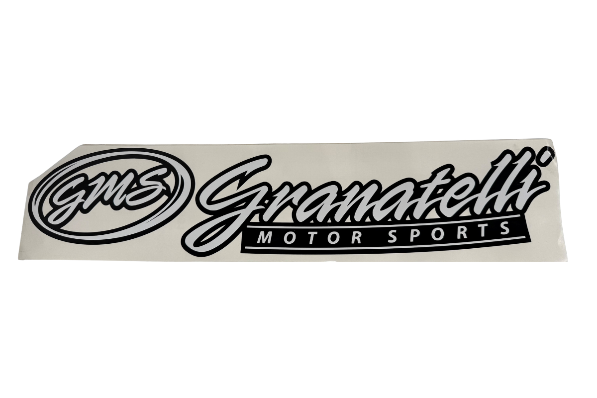 GMS WINDSHIELD BANNER- BLACK BACKGROUND / WHITE LETTERING- DEC-BANNER-BW