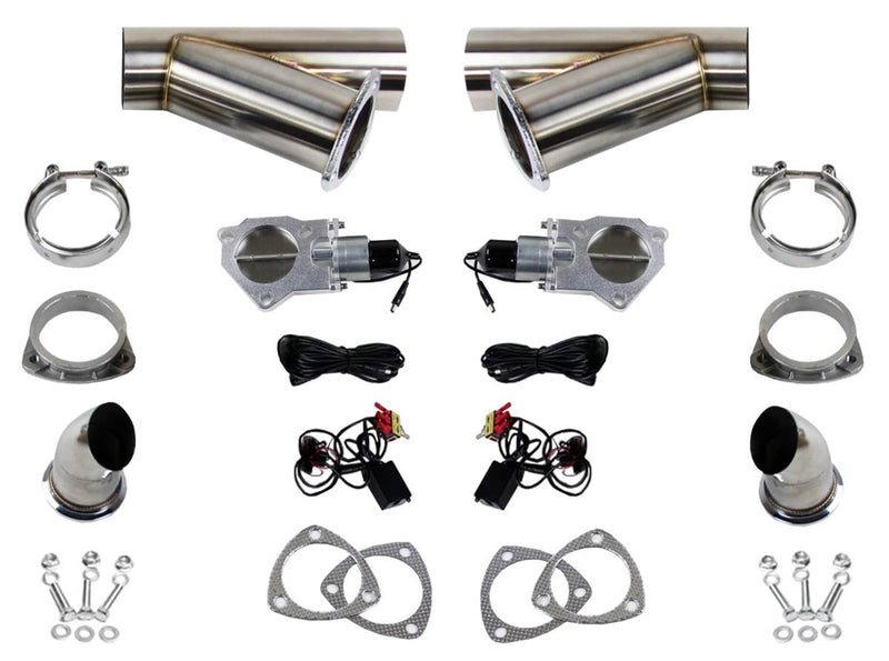 Granatelli 307530K dual 3-inch stainless steel weld-in electric exhaust cutout kit
