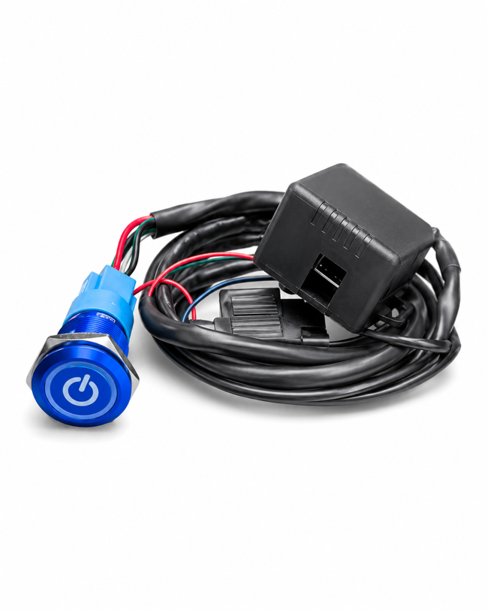 Granatelli Motor Sports Billet Illuminated Exhaust Cutout Push Button- "BLUE" - 303512BL