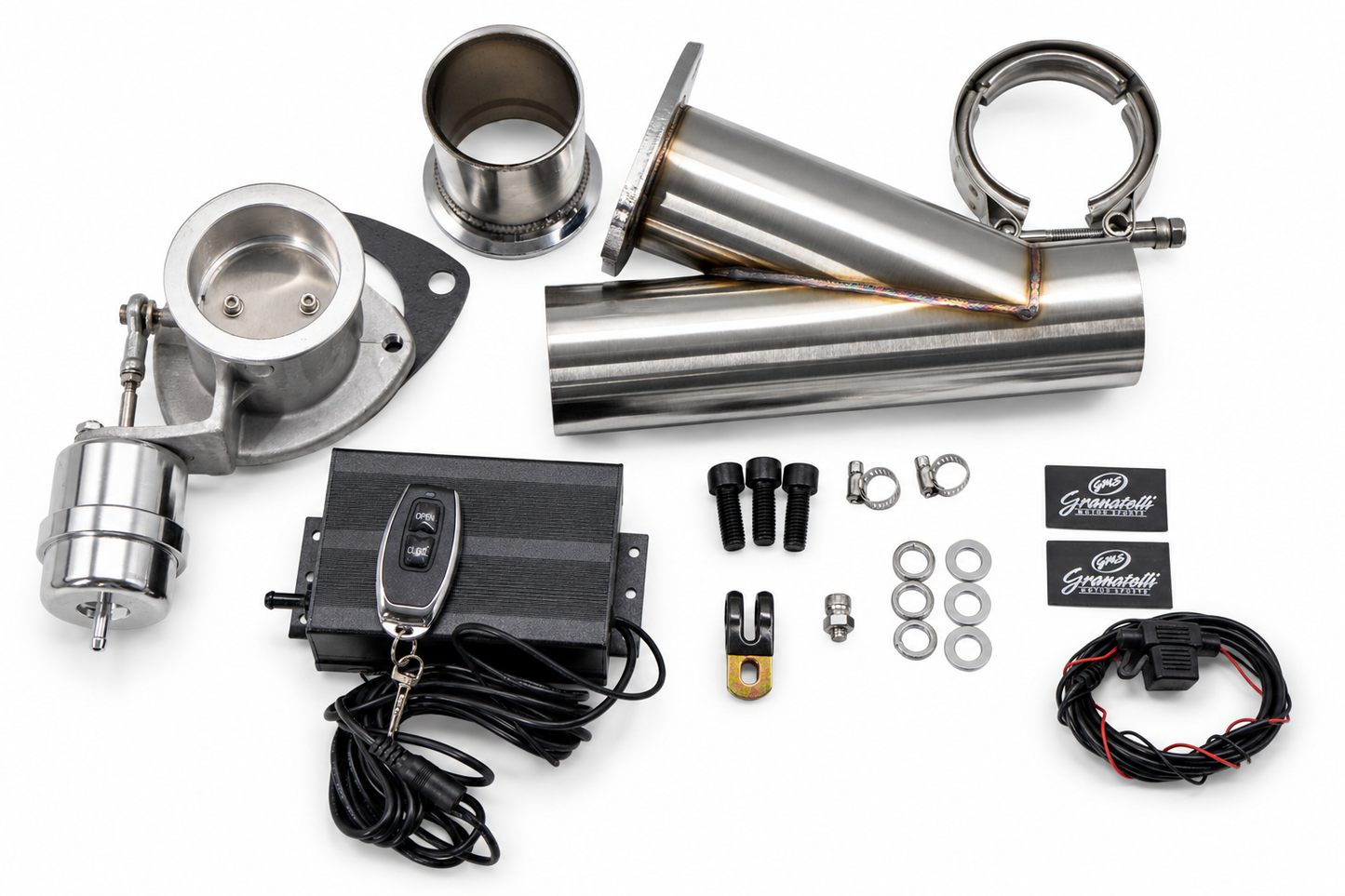 Granatelli Motor Sports Vacuum/ Pressure Controlled Electronic Exhaust Cutout Systems - Stainless Steel Weld-In 309625