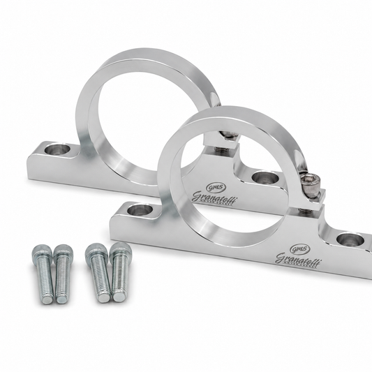 Granatelli Universal 1.50" (38mm) Aluminum Fuel Filter Mounting Bracket – Clear Anodized – 383538C