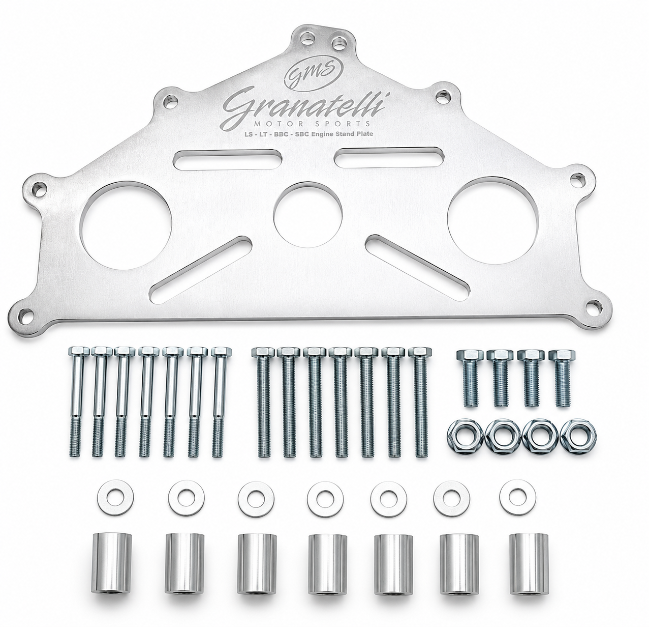 Granatelli Motor Sports Engine Stand Adapter Plate, Billet Aluminum, Chevrolet. SBC, BBC, LT, LS & Duramax - 540106