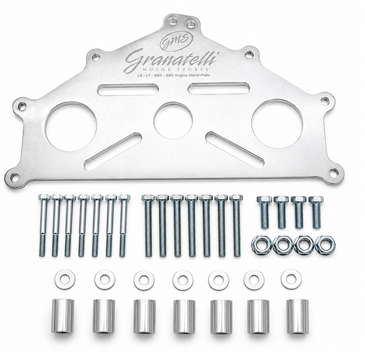 Granatelli Motor Sports Engine Stand Adapter Plate, Billet Aluminum, Chevrolet. SBC, BBC, LT, LS & Duramax - 540106