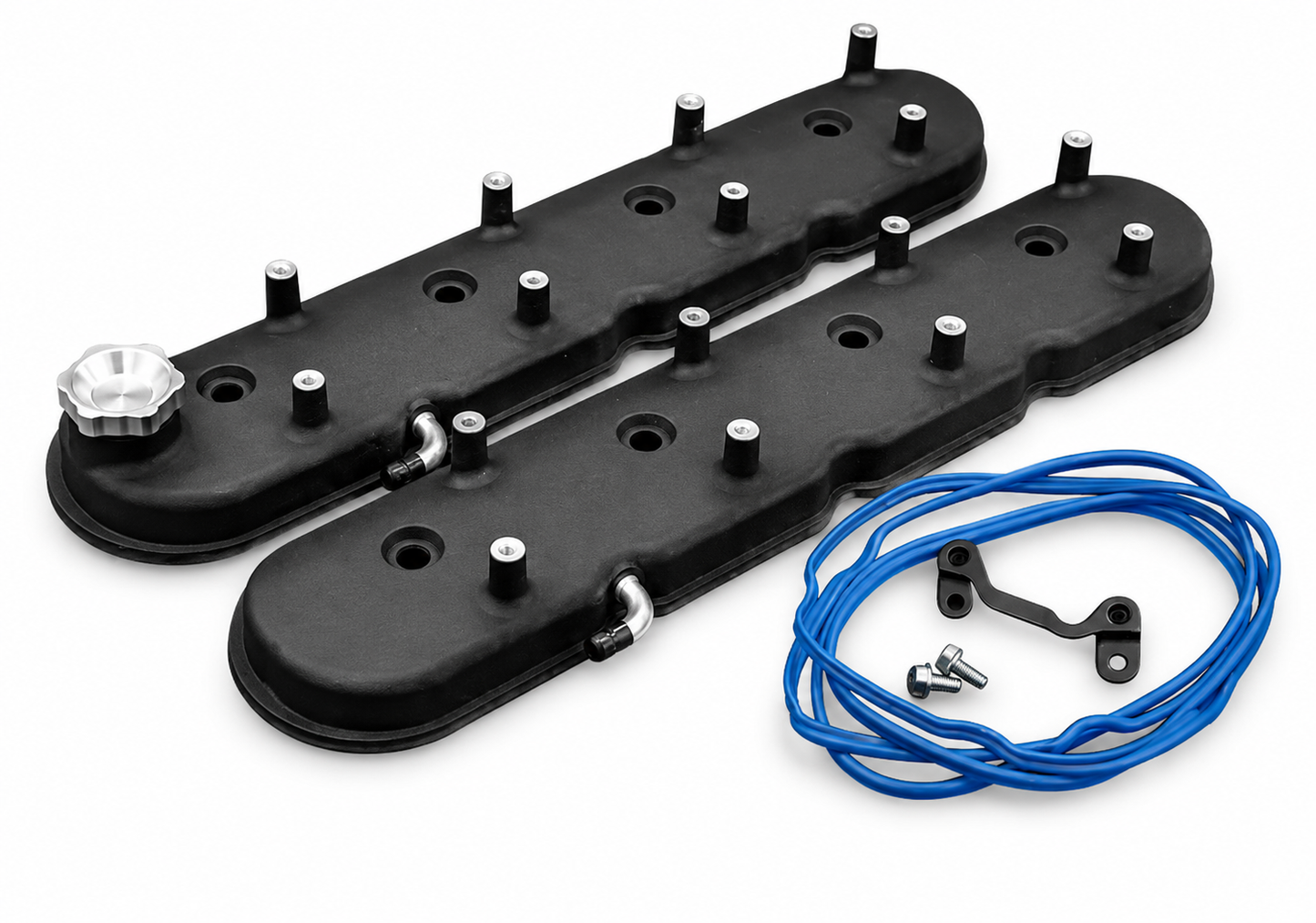 Granatelli Motor Sports LS Valve Cover with Integral Angled Coil Mounts Black Wrinkle Finish, 4.8, 5.3, 5.7, 6.0, 6.2, 7.0L, Pair - 640367