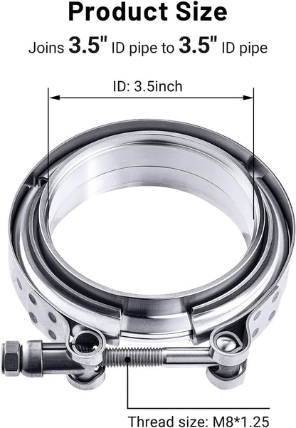 Granatelli 3.5" (89mm) Mild Steel Interlocking V-Band Clamp & Flange Kit – 308535-M