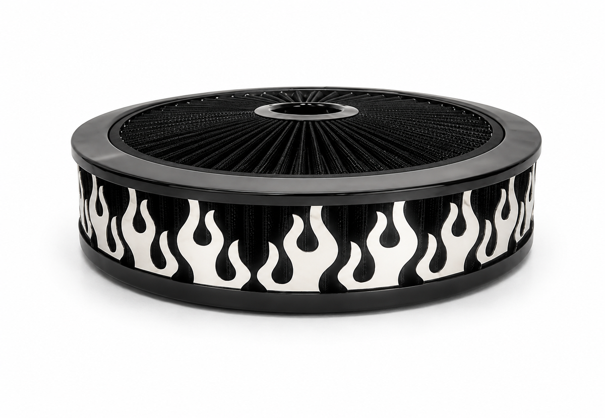 Granatelli Blingz Beauty Bandz Black Air Filter Assembly , Flames 750018