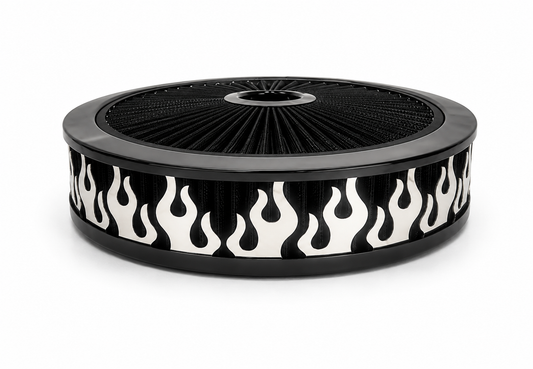 Granatelli Blingz Beauty Bandz Black Air Filter Assembly , Flames 750018
