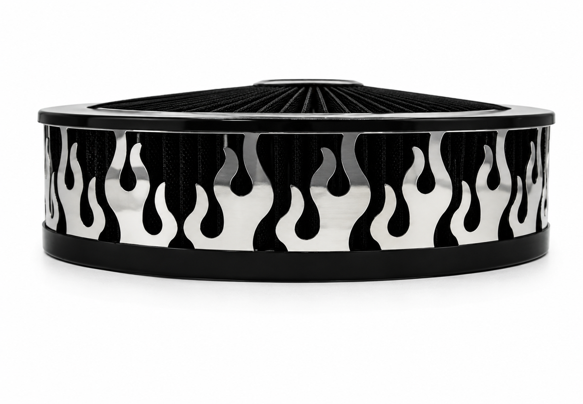 Granatelli Blingz Beauty Bandz Black Air Filter Assembly , Flames 750018 product detail