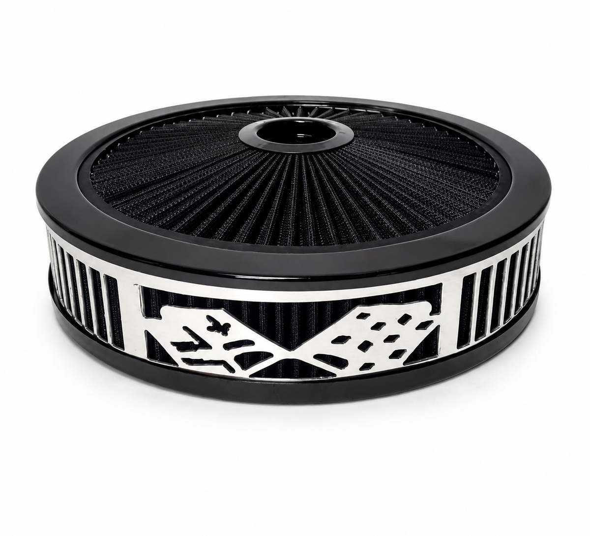 Granatelli Blingz Beauty Bandz Black Air Filter Assembly , Checkered Flag 750019