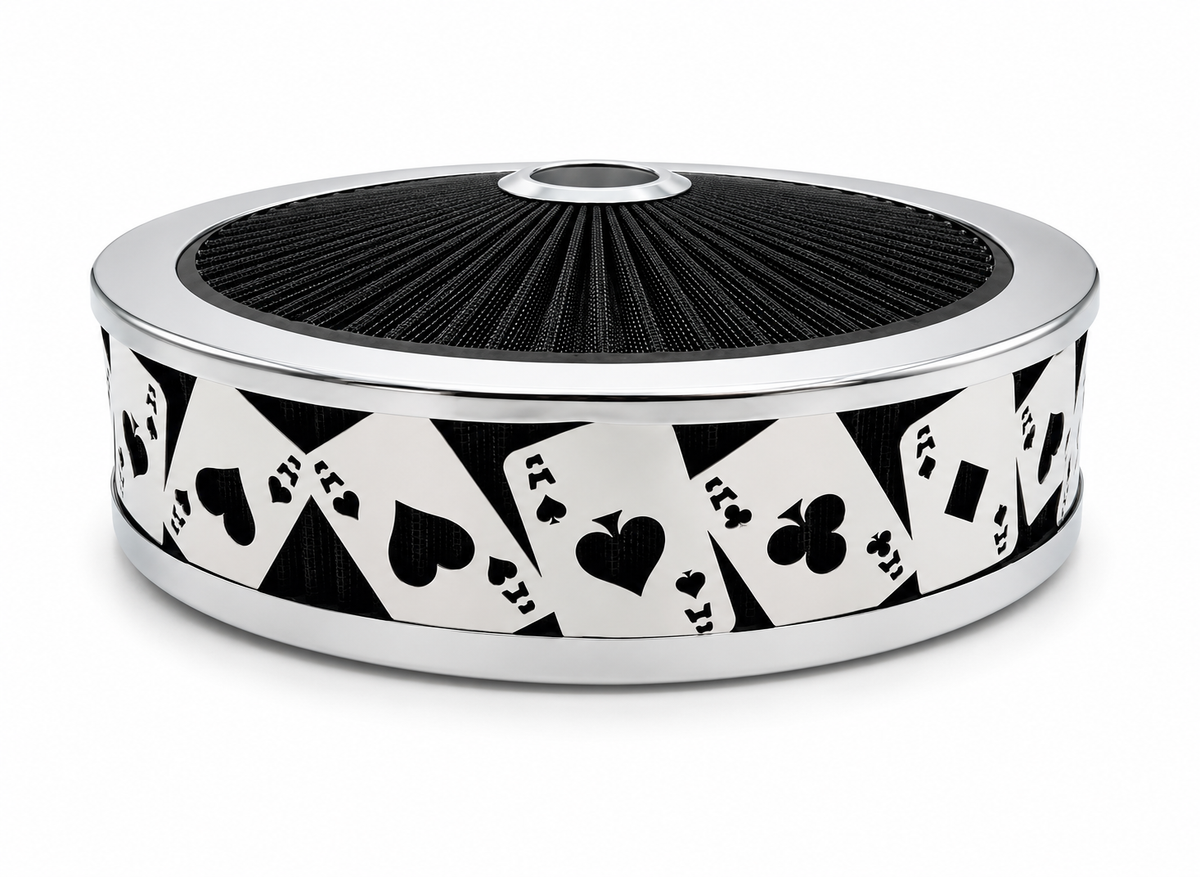Granatelli Blingz Beauty Bandz Black And Chrome Air Filter Assembly , Aces Wild 750028