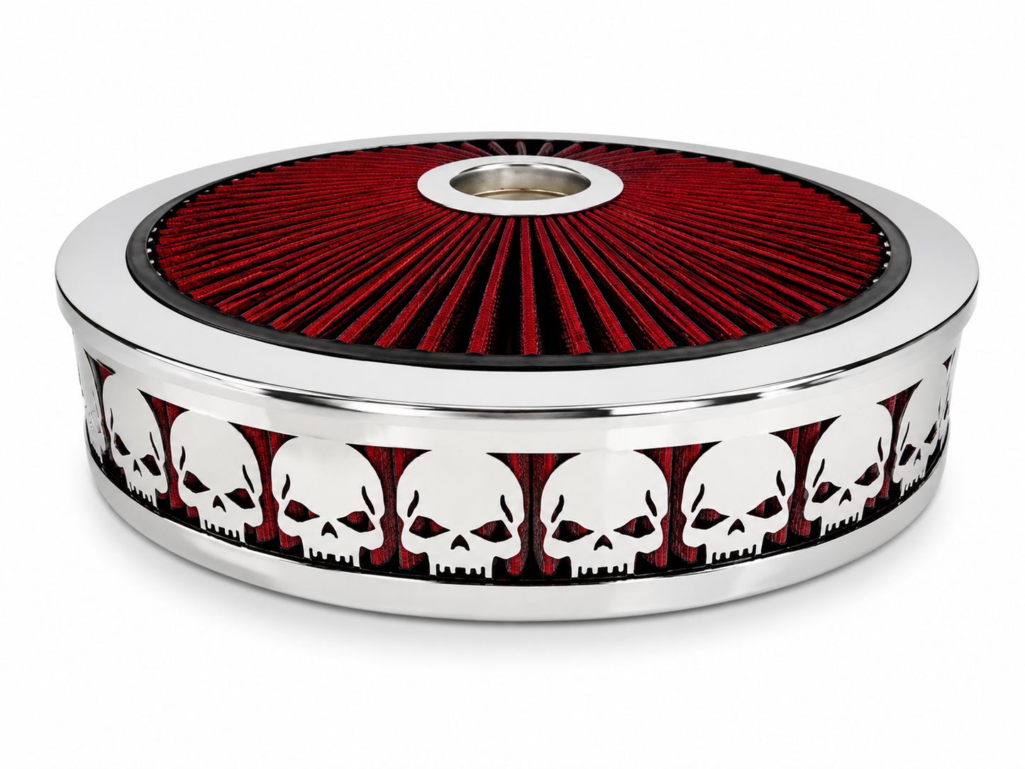 Granatelli Blingz Beauty Bandz Red and Chrome Air Filter Assembly , Skullz 750040