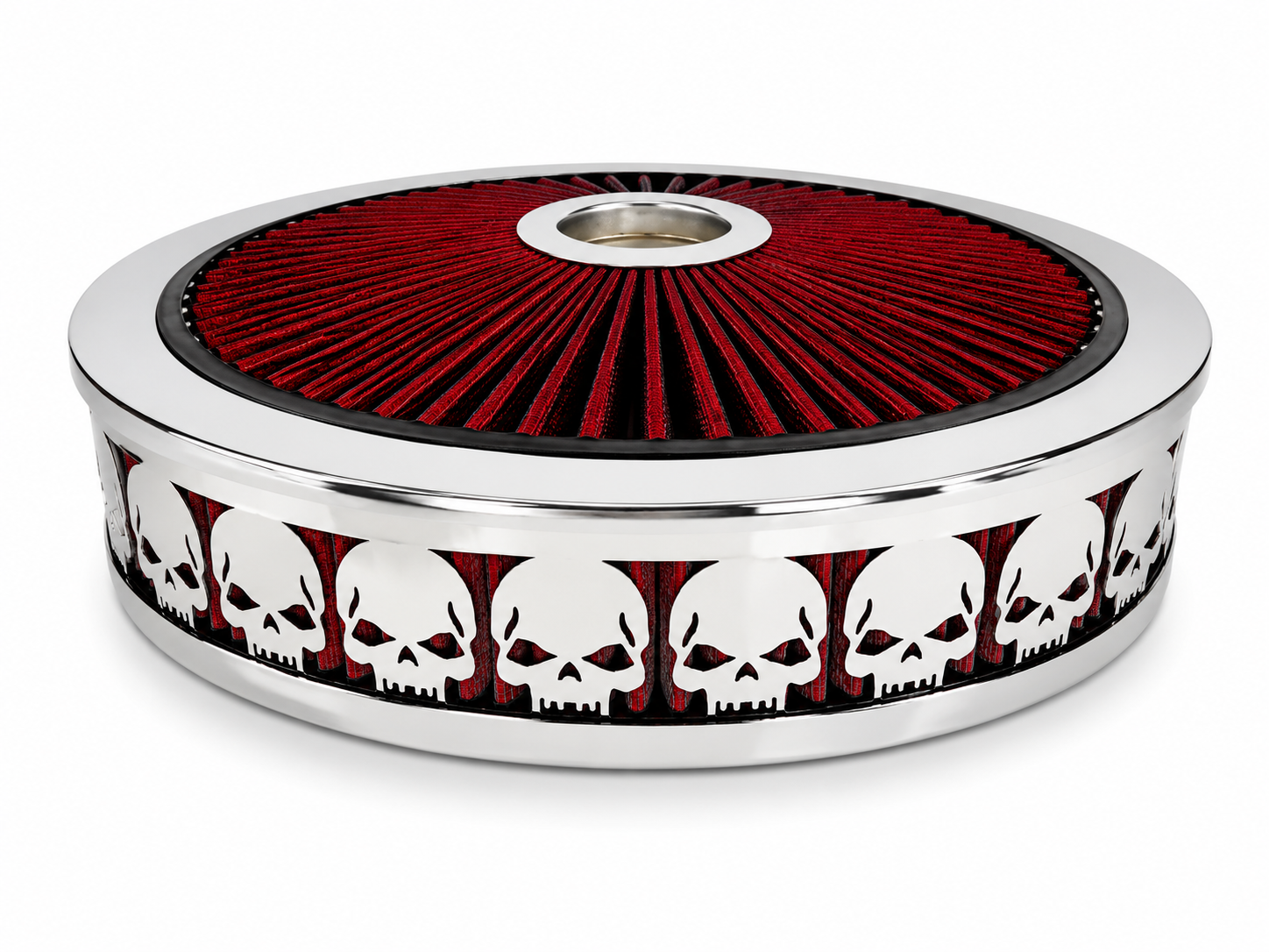 Granatelli Blingz Beauty Bandz Red and Chrome Air Filter Assembly , Skullz 750040