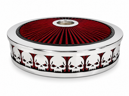 Granatelli Blingz Beauty Bandz Red and Chrome Air Filter Assembly , Skullz 750040