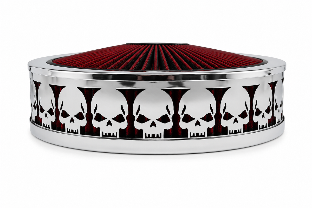 Granatelli Blingz Beauty Bandz Red and Chrome Air Filter Assembly , Skullz 750040 product detail