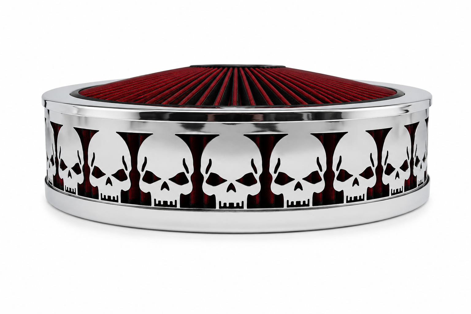 Granatelli Blingz Beauty Bandz Red and Chrome Air Filter Assembly , Skullz 750040 product detail