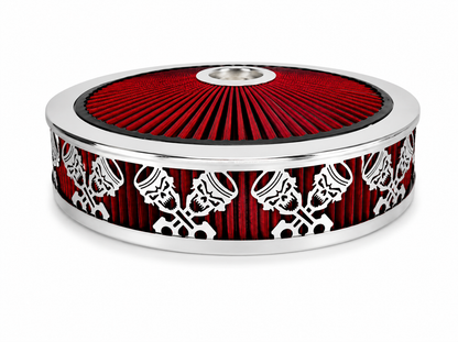 Granatelli Blingz Beauty Bandz Red and Chrome Air Filter Assembly , Skullz and Rods 750043