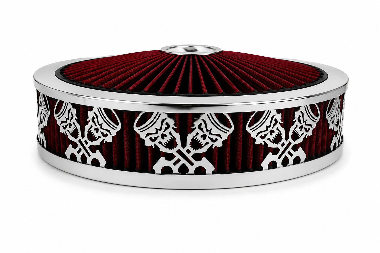 Granatelli Blingz Beauty Bandz Red and Chrome Air Filter Assembly , Skullz and Rods 750043 product detail