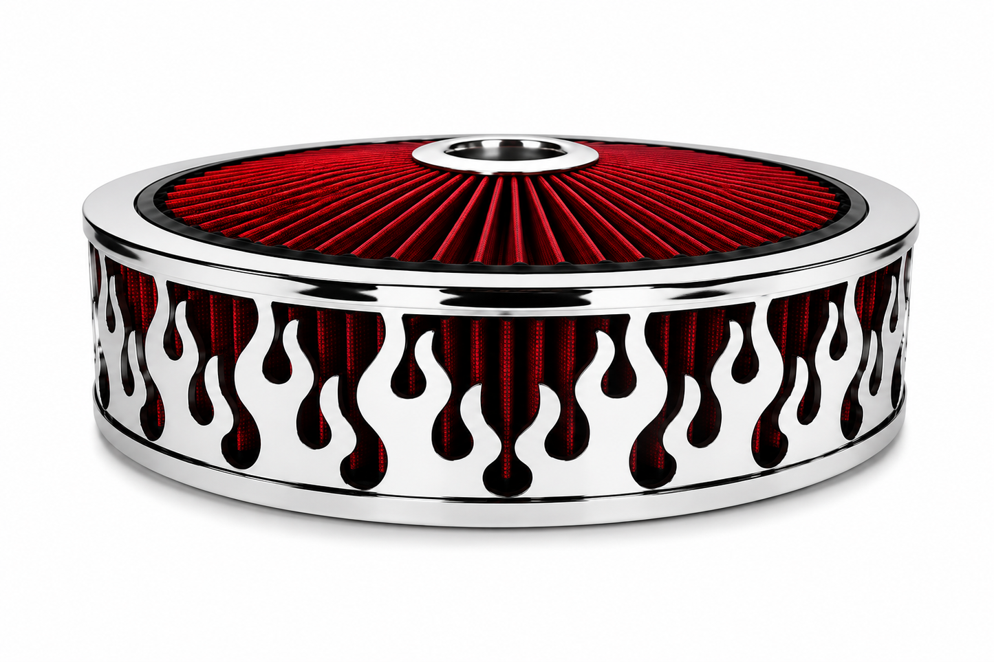 Blingz Beauty Bandz Red and Chrome Air Filter Assembly , Flames - 750044