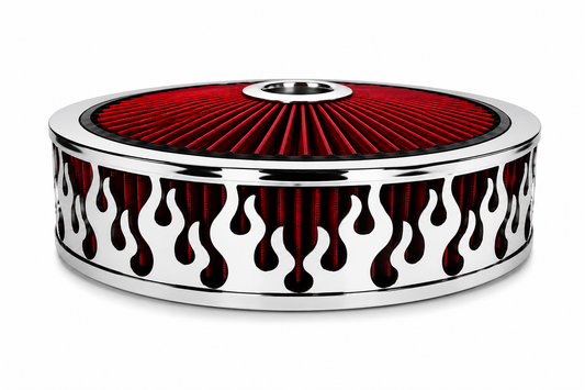Granatelli Blingz Beauty Bandz Red and Chrome Air Filter Assembly , Flames 750044