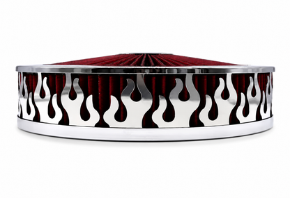 Blingz Beauty Bandz Red and Chrome Air Filter Assembly , Flames - 750044
