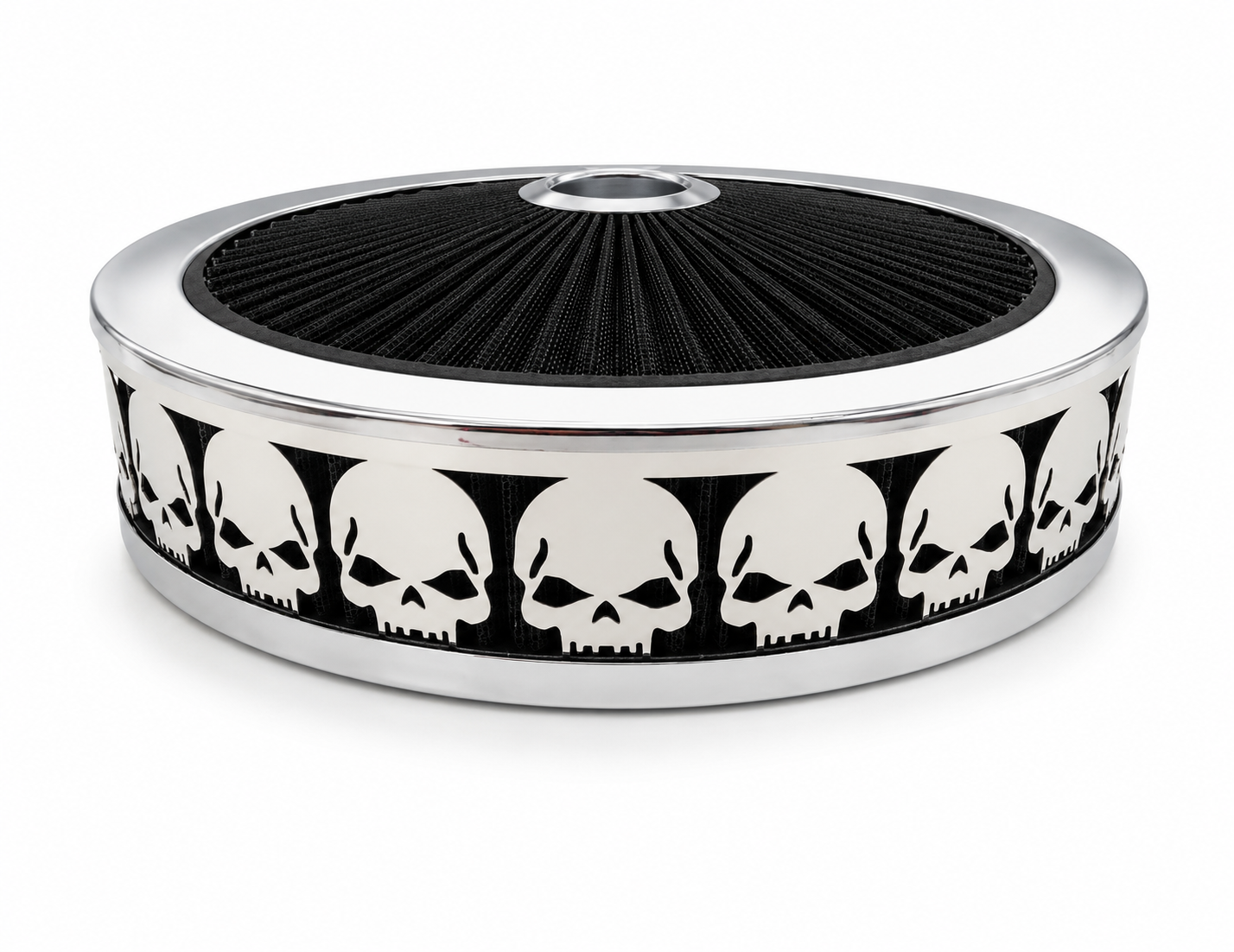 Granatelli Blingz Beauty Bandz Black And Chrome Air Filter Assembly , Skullz 750027