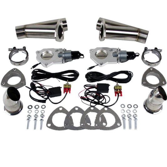 Granatelli Motor Sports Dual Electronic Exhaust Cutout Kit 307522D - Stainless Steel Weld-In - 2.25"