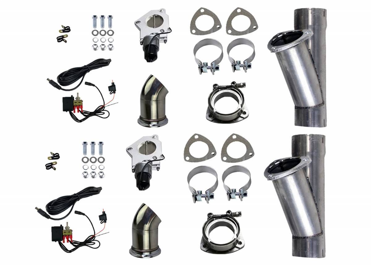 Granatelli Motor Sports Dual Electronic Exhaust Cutout Kit 303540D - Mild Steel Slip-Fit - 4.00"