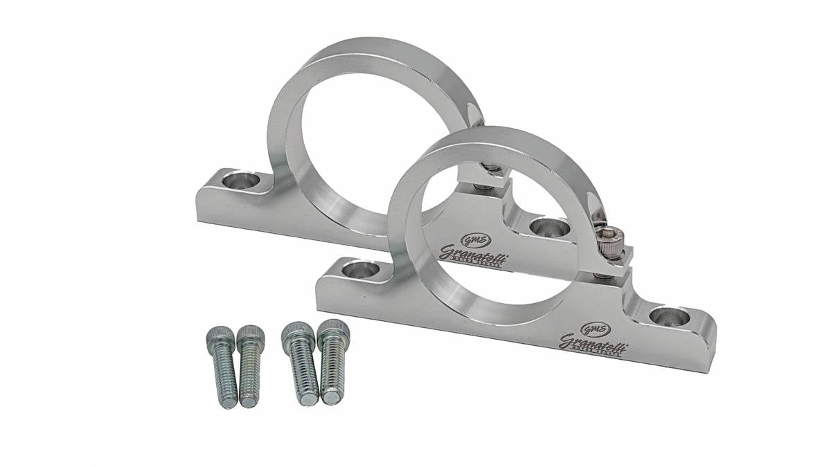 Granatelli Motor Sports 1.75" (44mm) Aluminum Fuel Filter Mounting Brackets Clear Anodize