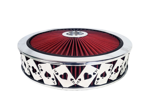 Blingz Beauty Bandz Red and Chrome Air Filter Assembly , Aces Wilds