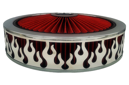 Blingz Beauty Bandz Red and Chrome Air Filter Assembly , Flames