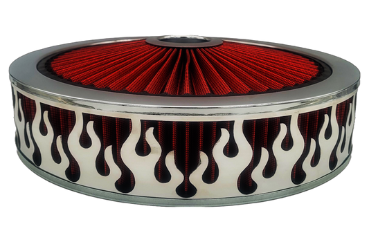 Blingz Beauty Bandz Red and Chrome Air Filter Assembly , Flames