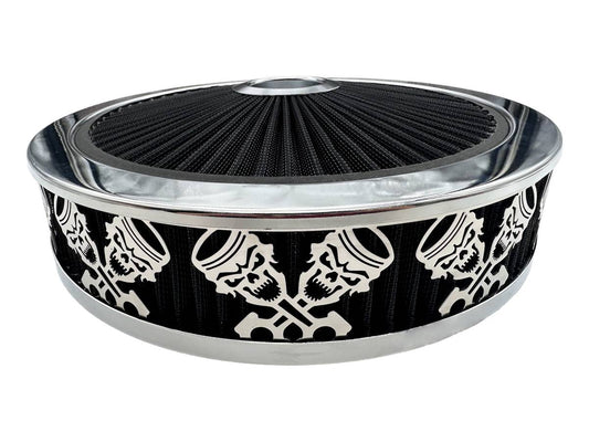 Blingz Beauty Bandz Black And Chrome Air Filter Assembly , Skullz and Rods