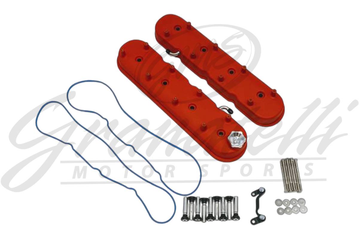 Granatelli Motor Sports LS Tall Valve Cover Red Wrinkle Finish, 4.8, 5.3, 5.7, 6.0, 6.2, 7.0L, Pair