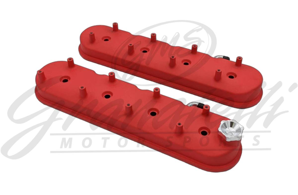Granatelli Motor Sports LS Tall Valve Cover Red Wrinkle Finish, 4.8, 5.3, 5.7, 6.0, 6.2, 7.0L, Pair