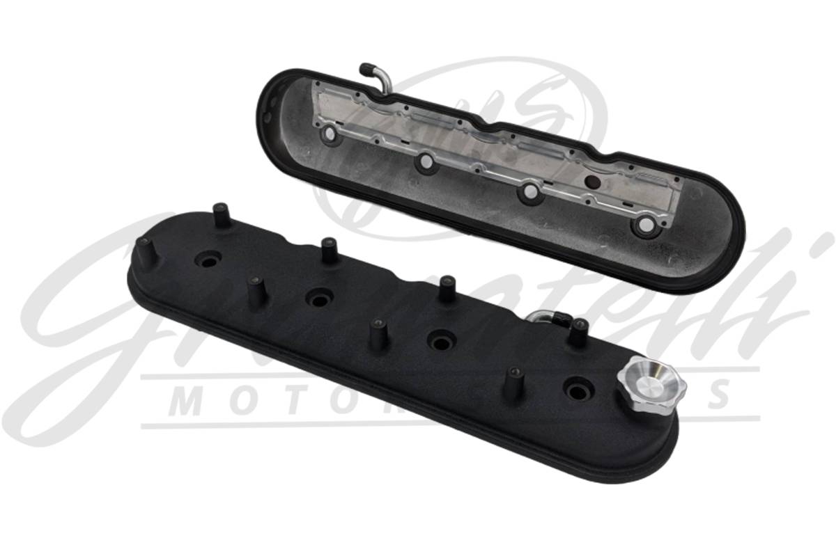 Granatelli Motor Sports LS Valve Cover with Integral Angled Coil Mounts Black Wrinkle Finish, 4.8, 5.3, 5.7, 6.0, 6.2, 7.0L, Pair