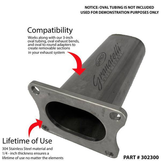 Granatelli Motor Sports Oval Exhaust Flange, 3 Inch, Stainless Steel