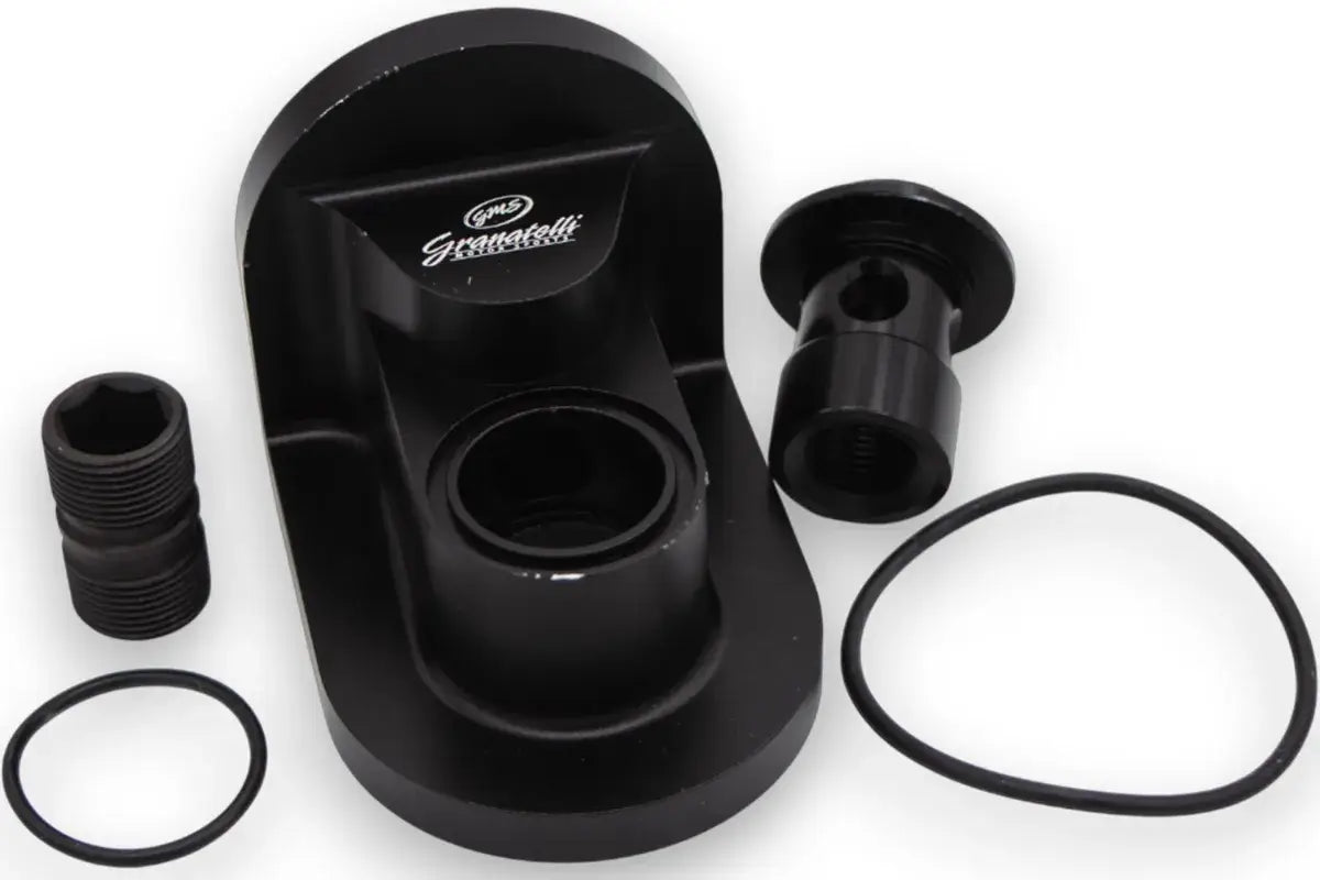 Oil Filter Adapter Rotates 90 Degree Black Billet For use on Ford 5.0L Engines