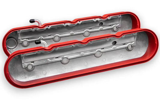 Granatelli Motor Sports LS Tall Valve Cover Red Wrinkle Finish, 4.8, 5.3, 5.7, 6.0, 6.2, 7.0L, Pair - 640363