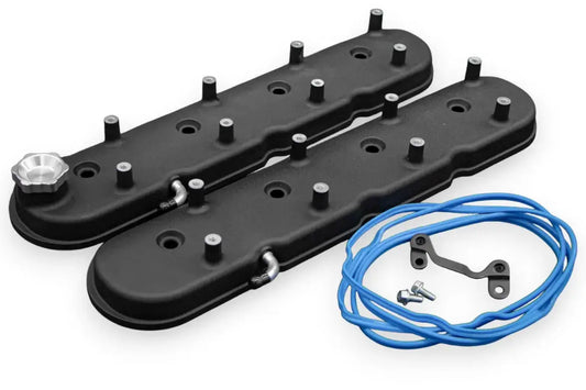 Granatelli Motor Sports LS Valve Cover with Integral Angled Coil Mounts Black Wrinkle Finish, 4.8, 5.3, 5.7, 6.0, 6.2, 7.0L, Pair